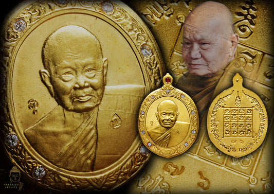 LP Tim Wat Phra Khao BE2542 Rian Choufa Pure Gold Pim Lek