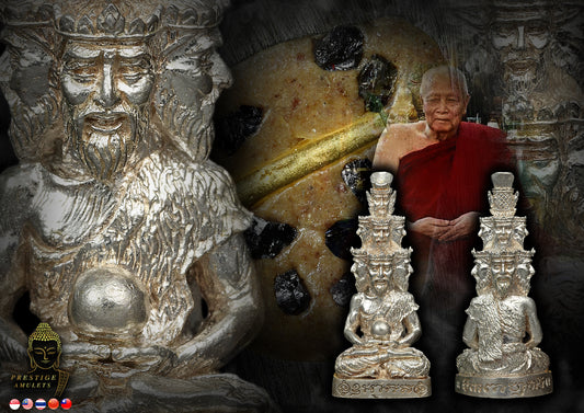 LP Thongdum Wat Tham Tapian Thong BE 2560 9-faced Lersi Pure Silver