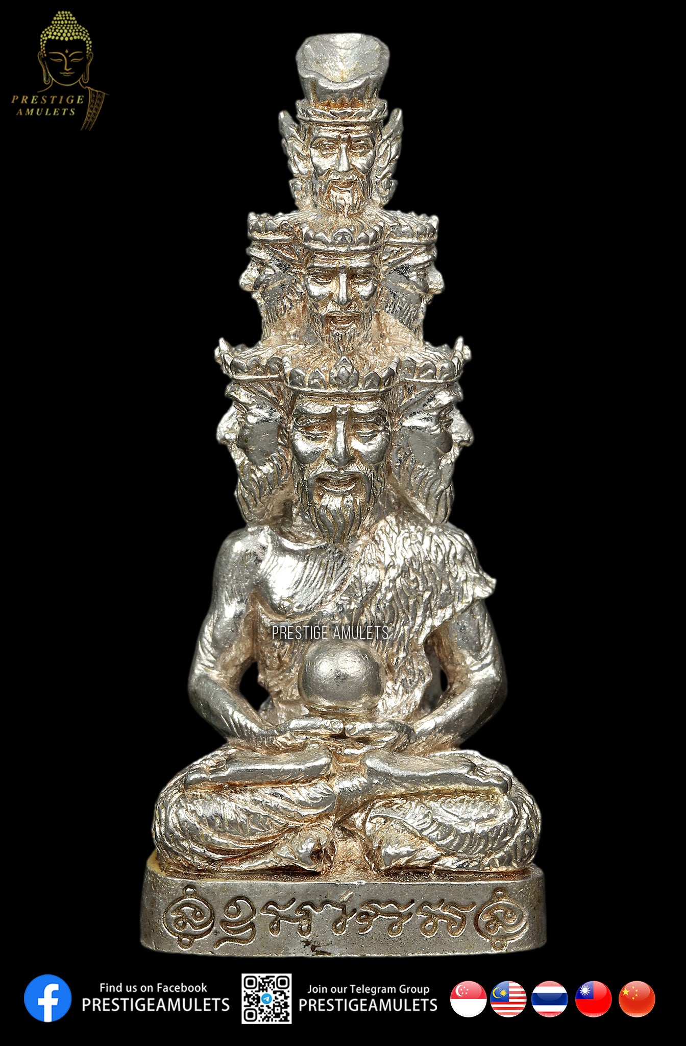 LP Thongdum Wat Tham Tapian Thong BE 2560 9-faced Lersi Pure Silver