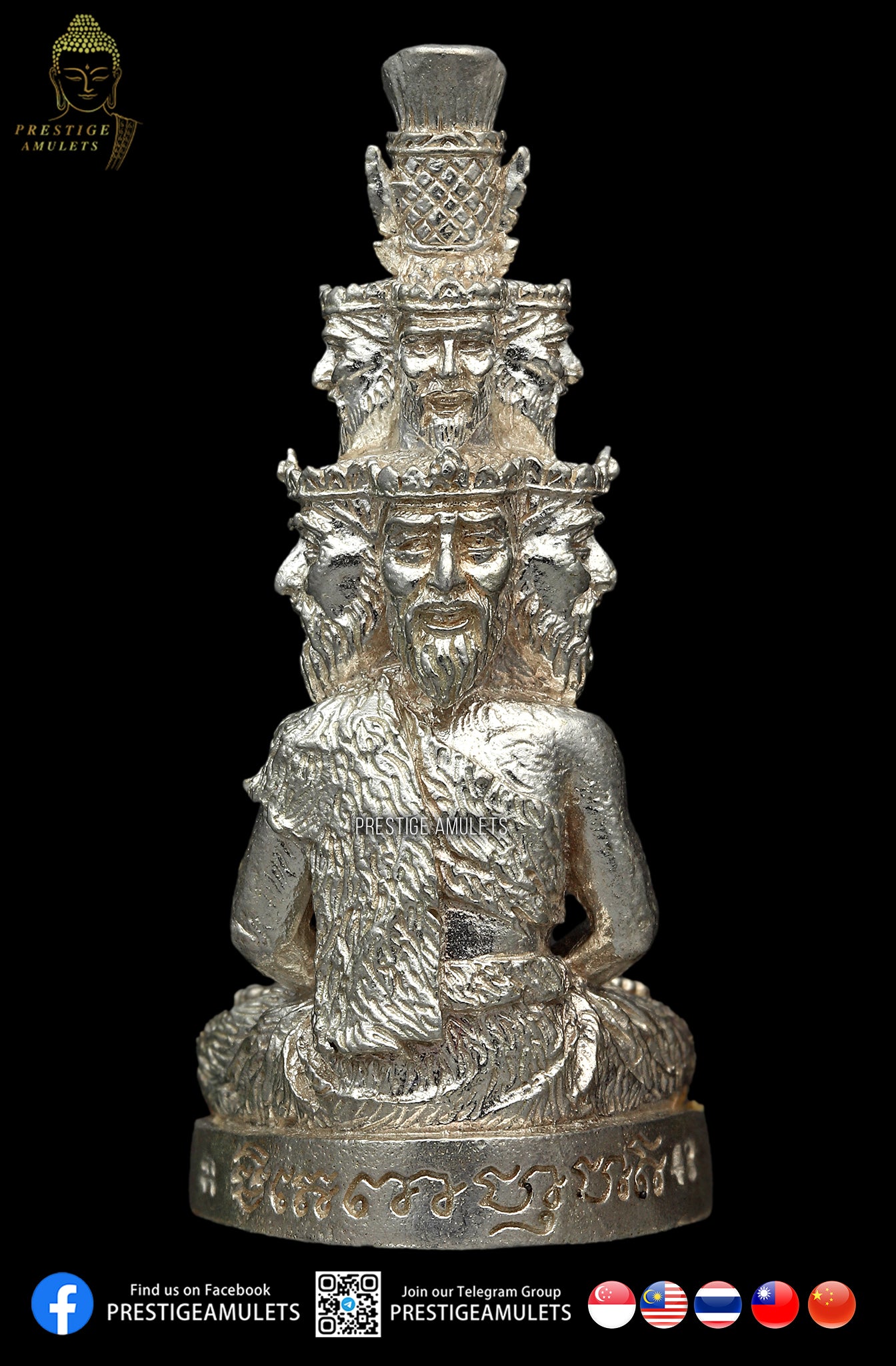 LP Thongdum Wat Tham Tapian Thong BE 2560 9-faced Lersi Pure Silver