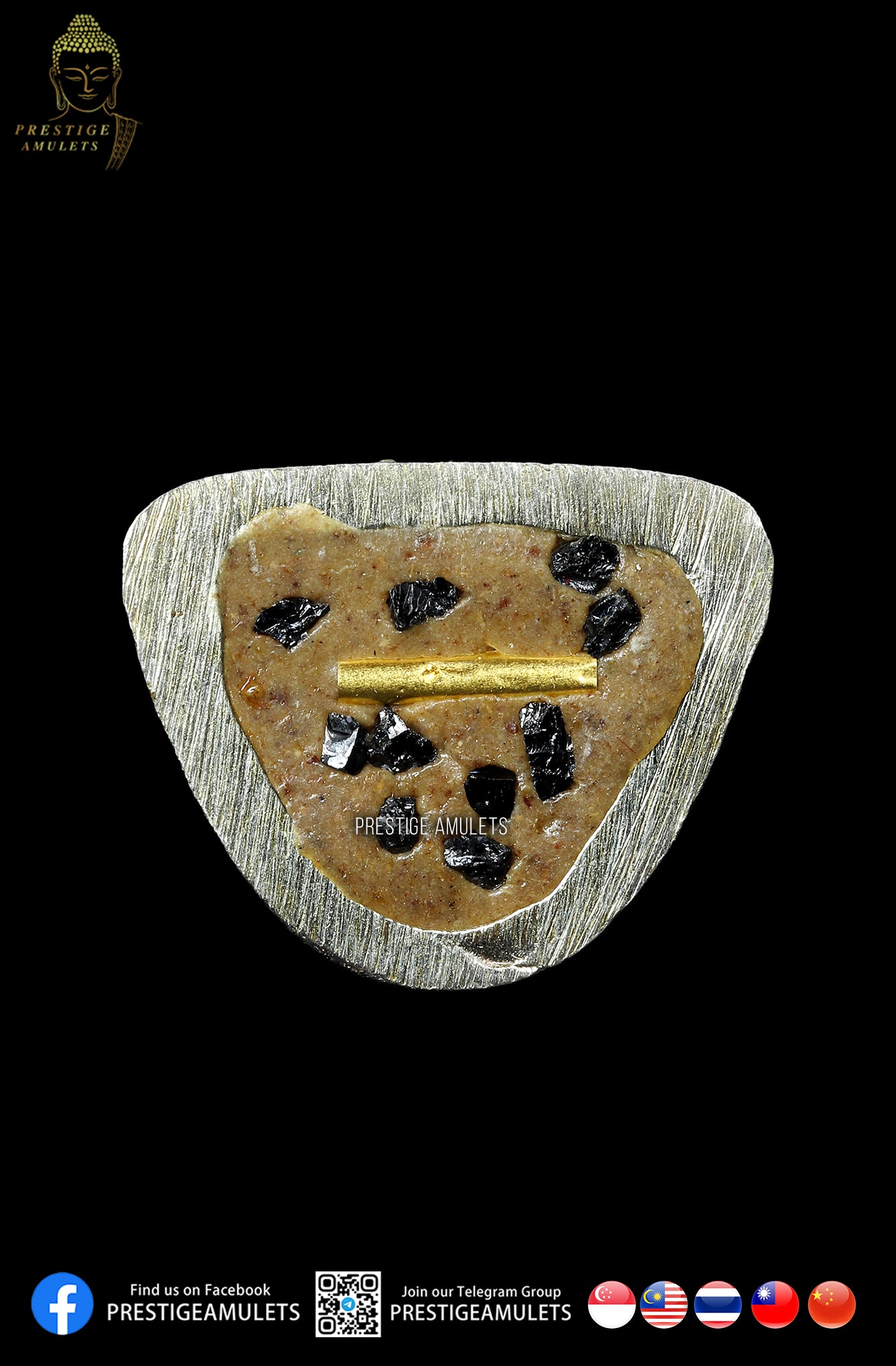 LP Thongdum Wat Tham Tapian Thong BE 2560 9-faced Lersi Pure Silver
