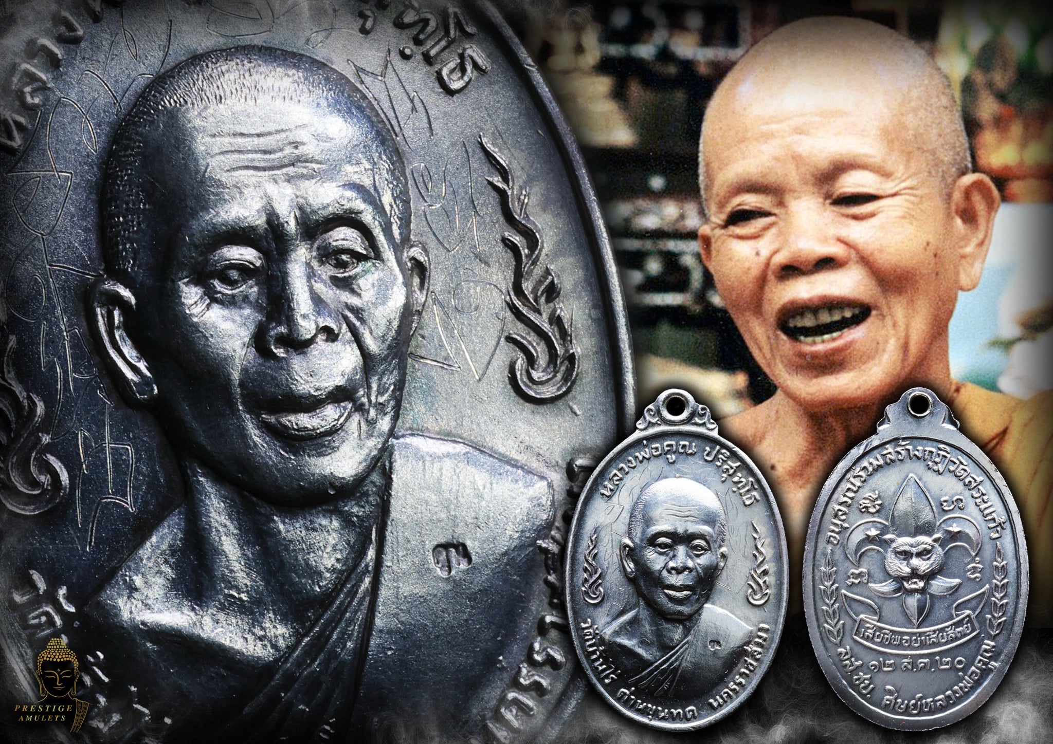 LP Koon Wat Ban Rai BE 2520 Scout Batch Pure Silver with hand yant ...