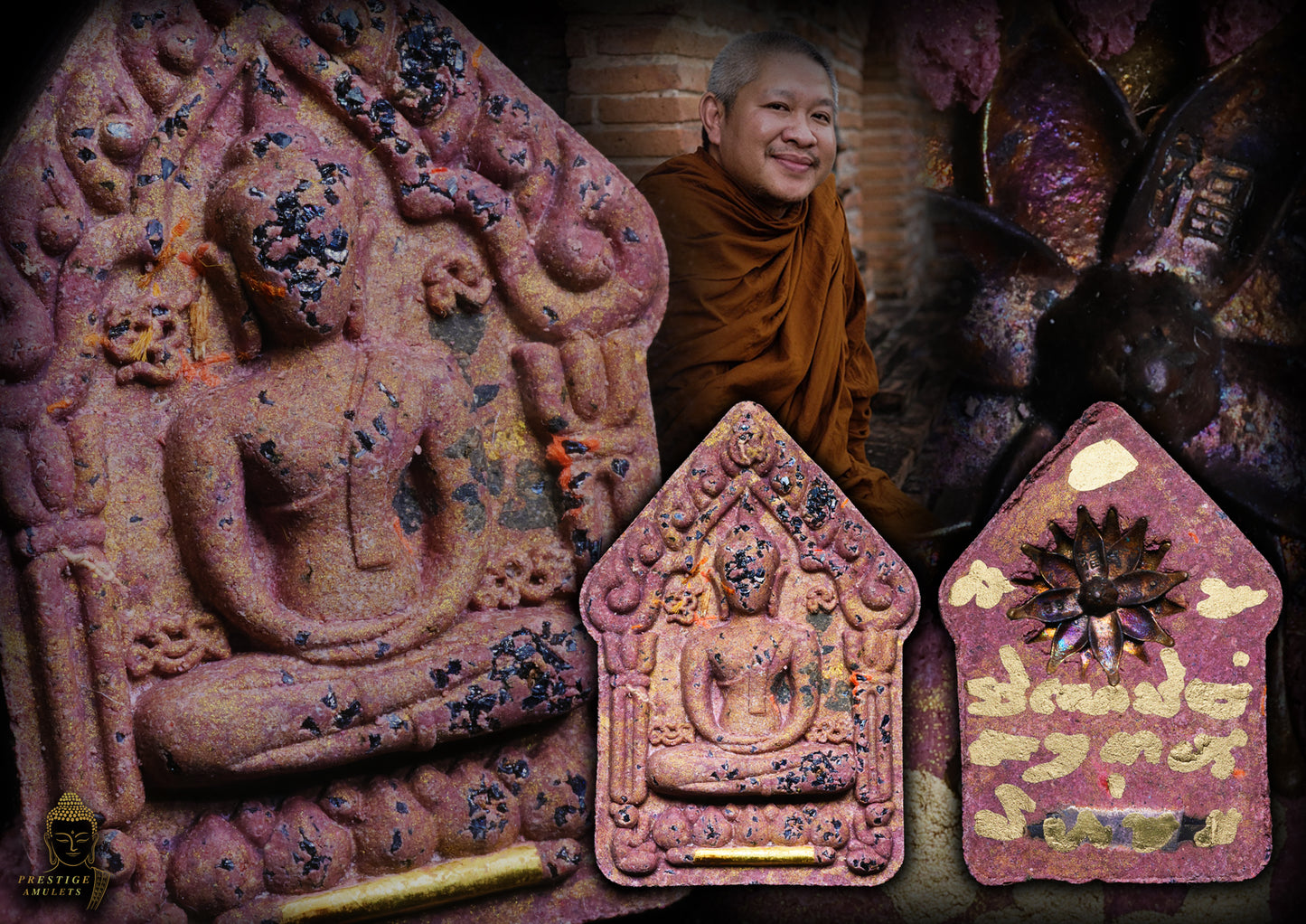 LP Liang Wat Chom Ket BE2558 Khun Paen Prai Mae Phikun Nur Rattanabongkot w Pure Gold tarkut &amp; hand yant